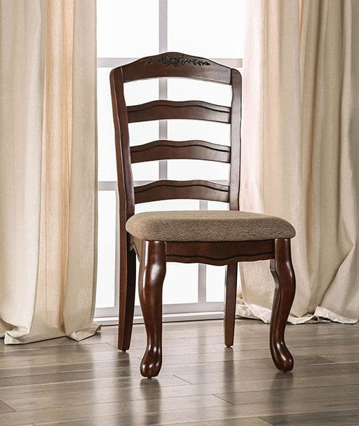 Townsville Dark Walnut/Tan Side Chair (2/CTN) - Premium Dining Chair from FOA East - Just $273! Shop now at Furniture Wholesale Plus  We are the best furniture store in Nashville, Hendersonville, Goodlettsville, Madison, Antioch, Mount Juliet, Lebanon, Gallatin, Springfield, Murfreesboro, Franklin, Brentwood