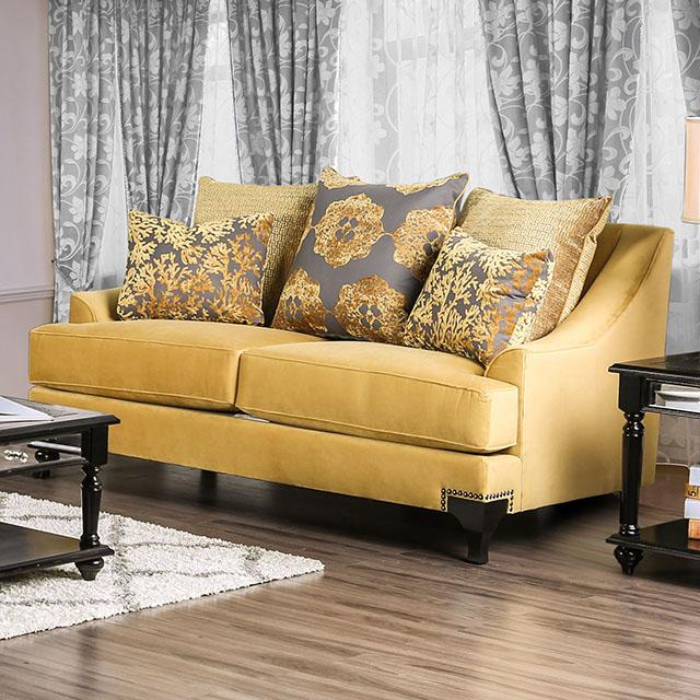 Viscontti Gold/Gray Love Seat, Gold - Premium Loveseat from FOA East - Just $1560! Shop now at Furniture Wholesale Plus  We are the best furniture store in Nashville, Hendersonville, Goodlettsville, Madison, Antioch, Mount Juliet, Lebanon, Gallatin, Springfield, Murfreesboro, Franklin, Brentwood