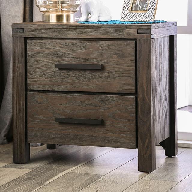 Rexburg Wire-Brushed Rustic Brown Night Stand - Premium Nightstand from FOA East - Just $195! Shop now at Furniture Wholesale Plus  We are the best furniture store in Nashville, Hendersonville, Goodlettsville, Madison, Antioch, Mount Juliet, Lebanon, Gallatin, Springfield, Murfreesboro, Franklin, Brentwood