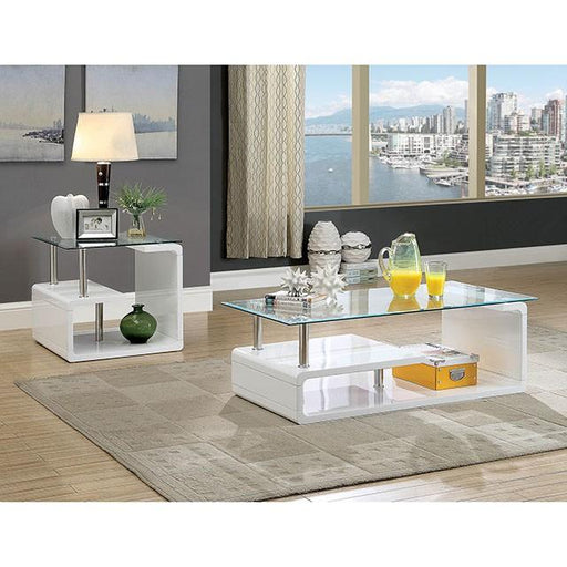 Torkel White/Chrome Coffee Table - Premium Coffee Table from FOA East - Just $368.55! Shop now at Furniture Wholesale Plus  We are the best furniture store in Nashville, Hendersonville, Goodlettsville, Madison, Antioch, Mount Juliet, Lebanon, Gallatin, Springfield, Murfreesboro, Franklin, Brentwood