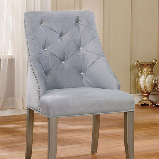 DIOCLES Silver/Light Gray Side Chair (2/CTN) - Premium Dining Chair from FOA East - Just $468! Shop now at Furniture Wholesale Plus  We are the best furniture store in Nashville, Hendersonville, Goodlettsville, Madison, Antioch, Mount Juliet, Lebanon, Gallatin, Springfield, Murfreesboro, Franklin, Brentwood