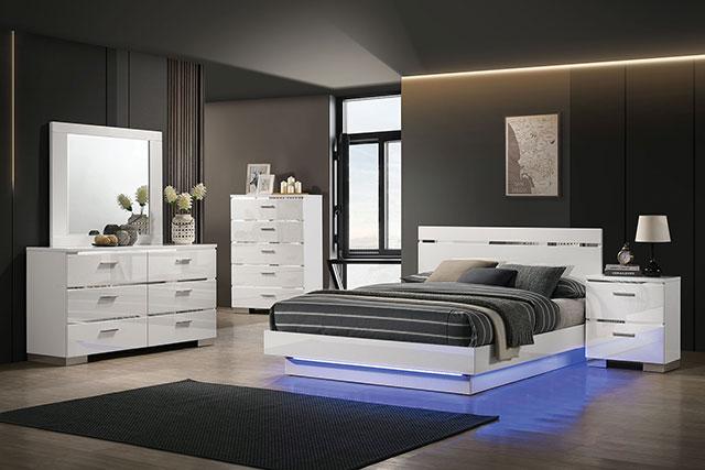 ERLACH Cal.King Bed, White/Chrome - Premium Bed from FOA East - Just $836.55! Shop now at Furniture Wholesale Plus  We are the best furniture store in Nashville, Hendersonville, Goodlettsville, Madison, Antioch, Mount Juliet, Lebanon, Gallatin, Springfield, Murfreesboro, Franklin, Brentwood