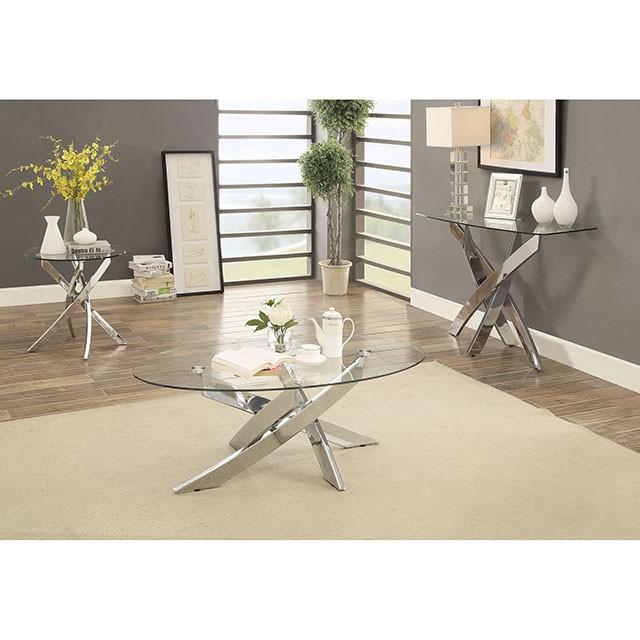 LAILA Chrome Sofa Table - Premium Sofa Table from FOA East - Just $290.55! Shop now at Furniture Wholesale Plus  We are the best furniture store in Nashville, Hendersonville, Goodlettsville, Madison, Antioch, Mount Juliet, Lebanon, Gallatin, Springfield, Murfreesboro, Franklin, Brentwood