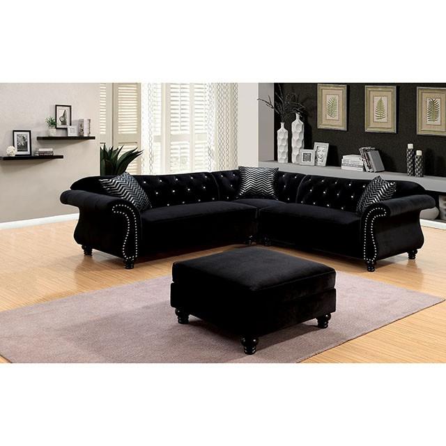 JOLANDA II Black Sectional, Black - Premium Sectional from FOA East - Just $2470.65! Shop now at Furniture Wholesale Plus  We are the best furniture store in Nashville, Hendersonville, Goodlettsville, Madison, Antioch, Mount Juliet, Lebanon, Gallatin, Springfield, Murfreesboro, Franklin, Brentwood