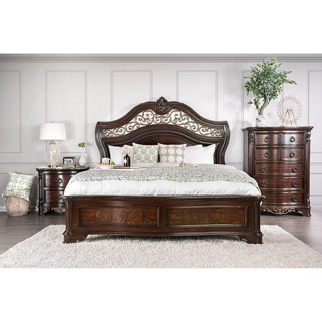 Menodora Brown Cherry E.King Bed - Premium Bed from FOA East - Just $1538.55! Shop now at Furniture Wholesale Plus  We are the best furniture store in Nashville, Hendersonville, Goodlettsville, Madison, Antioch, Mount Juliet, Lebanon, Gallatin, Springfield, Murfreesboro, Franklin, Brentwood