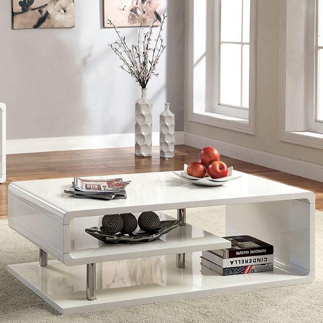 Ninove I White/Chrome Coffee Table - Premium Coffee Table from FOA East - Just $368.55! Shop now at Furniture Wholesale Plus  We are the best furniture store in Nashville, Hendersonville, Goodlettsville, Madison, Antioch, Mount Juliet, Lebanon, Gallatin, Springfield, Murfreesboro, Franklin, Brentwood