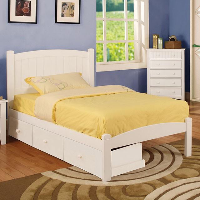 Caren White Twin Bed - Premium Bed from FOA East - Just $232.05! Shop now at Furniture Wholesale Plus  We are the best furniture store in Nashville, Hendersonville, Goodlettsville, Madison, Antioch, Mount Juliet, Lebanon, Gallatin, Springfield, Murfreesboro, Franklin, Brentwood