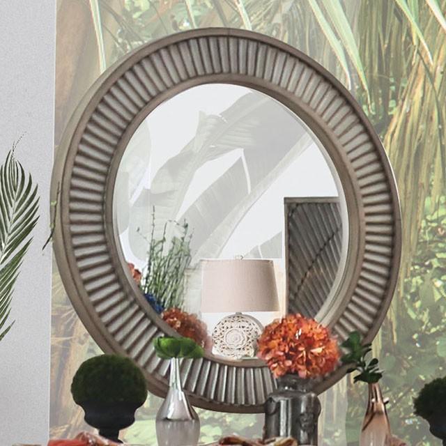 Kamalah Antique Gray Round Mirror - Premium Mirror from FOA East - Just $300.30! Shop now at Furniture Wholesale Plus  We are the best furniture store in Nashville, Hendersonville, Goodlettsville, Madison, Antioch, Mount Juliet, Lebanon, Gallatin, Springfield, Murfreesboro, Franklin, Brentwood