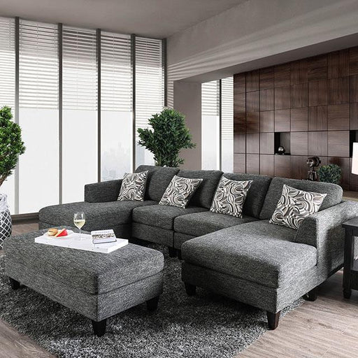 Lowry Gray Sectional w/ Ottoman - Premium Sectional from FOA East - Just $2221.05! Shop now at Furniture Wholesale Plus  We are the best furniture store in Nashville, Hendersonville, Goodlettsville, Madison, Antioch, Mount Juliet, Lebanon, Gallatin, Springfield, Murfreesboro, Franklin, Brentwood