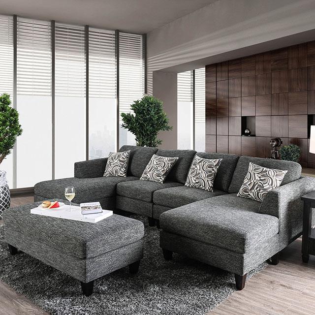 Lowry Gray Sectional w/ Ottoman - Premium Sectional from FOA East - Just $2221.05! Shop now at Furniture Wholesale Plus  We are the best furniture store in Nashville, Hendersonville, Goodlettsville, Madison, Antioch, Mount Juliet, Lebanon, Gallatin, Springfield, Murfreesboro, Franklin, Brentwood