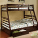 California III Dark Walnut Twin/Full Bunk Bed w/ 2 Drawers - Premium Bunk Bed from FOA East - Just $583.05! Shop now at Furniture Wholesale Plus  We are the best furniture store in Nashville, Hendersonville, Goodlettsville, Madison, Antioch, Mount Juliet, Lebanon, Gallatin, Springfield, Murfreesboro, Franklin, Brentwood