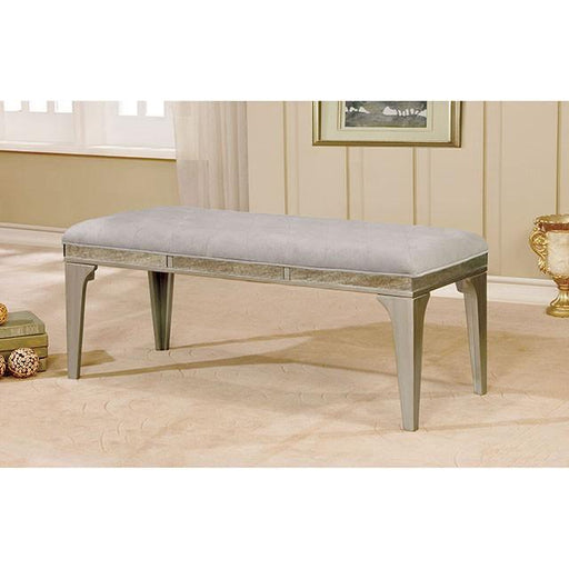 DIOCLES Silver/Light Gray Bench - Premium Bench from FOA East - Just $234! Shop now at Furniture Wholesale Plus  We are the best furniture store in Nashville, Hendersonville, Goodlettsville, Madison, Antioch, Mount Juliet, Lebanon, Gallatin, Springfield, Murfreesboro, Franklin, Brentwood