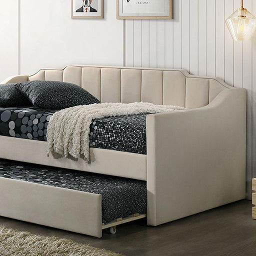 KOSMO Twin Daybed, Beige - Premium Daybed from FOA East - Just $446.55! Shop now at Furniture Wholesale Plus  We are the best furniture store in Nashville, Hendersonville, Goodlettsville, Madison, Antioch, Mount Juliet, Lebanon, Gallatin, Springfield, Murfreesboro, Franklin, Brentwood