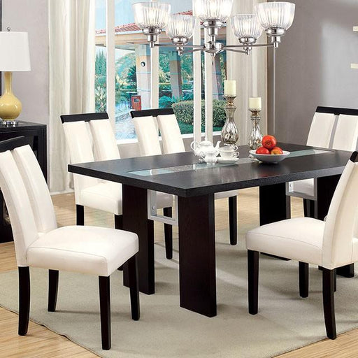 Luminar Black Glass-Insert Dining Table - Premium Dining Table from FOA East - Just $641.55! Shop now at Furniture Wholesale Plus  We are the best furniture store in Nashville, Hendersonville, Goodlettsville, Madison, Antioch, Mount Juliet, Lebanon, Gallatin, Springfield, Murfreesboro, Franklin, Brentwood