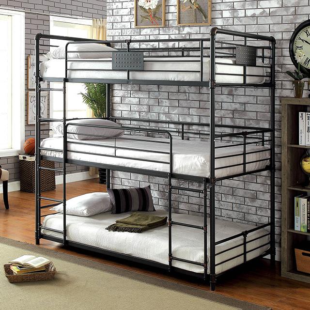 Olga I Antique Black Twin/Twin/Twin Bunk Bed - Premium Bunk Bed from FOA East - Just $875.55! Shop now at Furniture Wholesale Plus  We are the best furniture store in Nashville, Hendersonville, Goodlettsville, Madison, Antioch, Mount Juliet, Lebanon, Gallatin, Springfield, Murfreesboro, Franklin, Brentwood