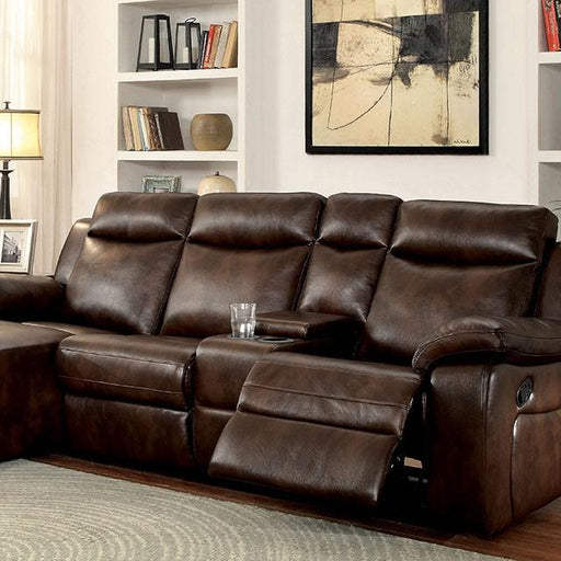 Hardy Brown Sectional w/ Console, Brown - Premium Sectional from FOA East - Just $1308.45! Shop now at Furniture Wholesale Plus  We are the best furniture store in Nashville, Hendersonville, Goodlettsville, Madison, Antioch, Mount Juliet, Lebanon, Gallatin, Springfield, Murfreesboro, Franklin, Brentwood