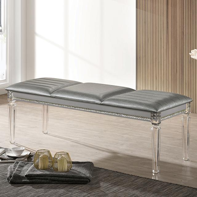 MADDIE Bench, Silver - Premium Bench from FOA East - Just $393.90! Shop now at Furniture Wholesale Plus  We are the best furniture store in Nashville, Hendersonville, Goodlettsville, Madison, Antioch, Mount Juliet, Lebanon, Gallatin, Springfield, Murfreesboro, Franklin, Brentwood