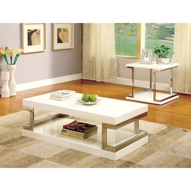 MEDA White/Chrome Coffee Table, White - Premium Coffee Table from FOA East - Just $544.05! Shop now at Furniture Wholesale Plus  We are the best furniture store in Nashville, Hendersonville, Goodlettsville, Madison, Antioch, Mount Juliet, Lebanon, Gallatin, Springfield, Murfreesboro, Franklin, Brentwood