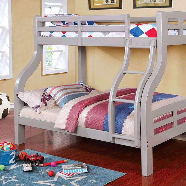 SOLPINE Gray Twin/Full Bunk Bed - Premium Bunk Bed from FOA East - Just $680.55! Shop now at Furniture Wholesale Plus  We are the best furniture store in Nashville, Hendersonville, Goodlettsville, Madison, Antioch, Mount Juliet, Lebanon, Gallatin, Springfield, Murfreesboro, Franklin, Brentwood