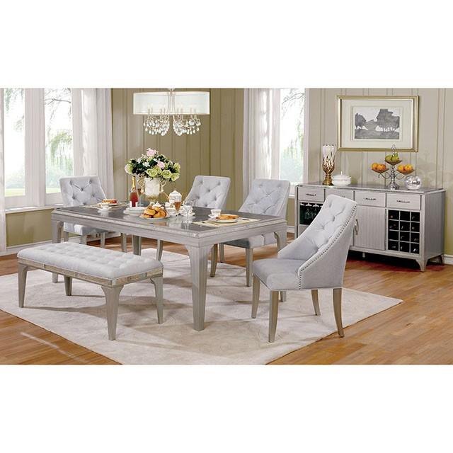 DIOCLES Silver/Light Gray Bench - Premium Bench from FOA East - Just $234! Shop now at Furniture Wholesale Plus  We are the best furniture store in Nashville, Hendersonville, Goodlettsville, Madison, Antioch, Mount Juliet, Lebanon, Gallatin, Springfield, Murfreesboro, Franklin, Brentwood