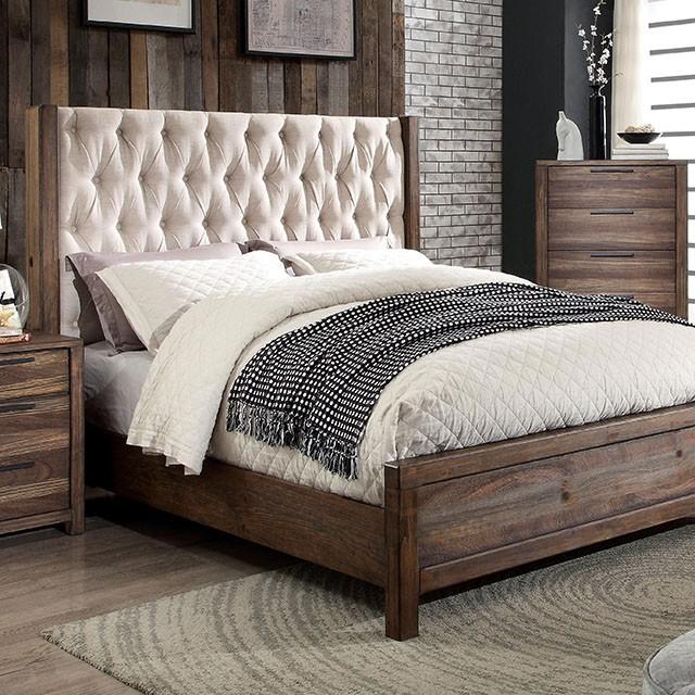 Hutchinson Rustic Natural Tone/Beige E.King Bed - Premium Bed from FOA East - Just $1031.55! Shop now at Furniture Wholesale Plus  We are the best furniture store in Nashville, Hendersonville, Goodlettsville, Madison, Antioch, Mount Juliet, Lebanon, Gallatin, Springfield, Murfreesboro, Franklin, Brentwood