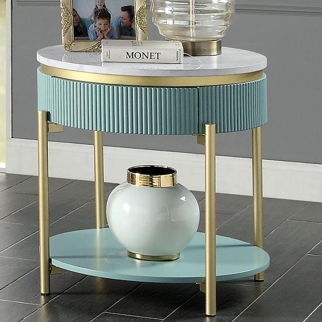 KOBLENZ End Table, Light Teal - Premium End Table from FOA East - Just $290.55! Shop now at Furniture Wholesale Plus  We are the best furniture store in Nashville, Hendersonville, Goodlettsville, Madison, Antioch, Mount Juliet, Lebanon, Gallatin, Springfield, Murfreesboro, Franklin, Brentwood