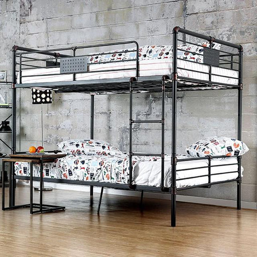 Olga I Antique Black Full/Full Bunk Bed - Premium Bunk Bed from FOA East - Just $700.05! Shop now at Furniture Wholesale Plus  We are the best furniture store in Nashville, Hendersonville, Goodlettsville, Madison, Antioch, Mount Juliet, Lebanon, Gallatin, Springfield, Murfreesboro, Franklin, Brentwood