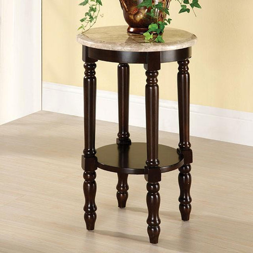 Santa Clarita Dark Cherry/Ivory Round Stand - Premium Accent Table from FOA East - Just $120.90! Shop now at Furniture Wholesale Plus  We are the best furniture store in Nashville, Hendersonville, Goodlettsville, Madison, Antioch, Mount Juliet, Lebanon, Gallatin, Springfield, Murfreesboro, Franklin, Brentwood