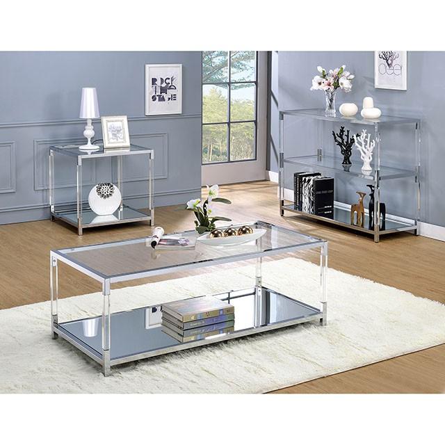 Ludvig Chrome/Clear Coffee Table - Premium Coffee Table from FOA East - Just $290.55! Shop now at Furniture Wholesale Plus  We are the best furniture store in Nashville, Hendersonville, Goodlettsville, Madison, Antioch, Mount Juliet, Lebanon, Gallatin, Springfield, Murfreesboro, Franklin, Brentwood