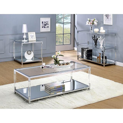 Ludvig Chrome/Clear End Table - Premium End Table from FOA East - Just $251.55! Shop now at Furniture Wholesale Plus  We are the best furniture store in Nashville, Hendersonville, Goodlettsville, Madison, Antioch, Mount Juliet, Lebanon, Gallatin, Springfield, Murfreesboro, Franklin, Brentwood