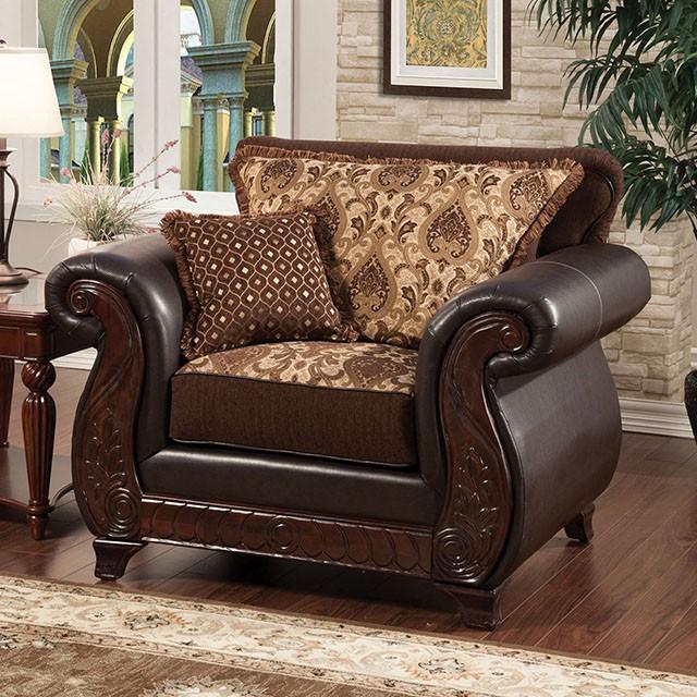 Franklin Dark Brown/Tan Chair With Pu In Brown - Premium Chair from FOA East - Just $1168.05! Shop now at Furniture Wholesale Plus  We are the best furniture store in Nashville, Hendersonville, Goodlettsville, Madison, Antioch, Mount Juliet, Lebanon, Gallatin, Springfield, Murfreesboro, Franklin, Brentwood