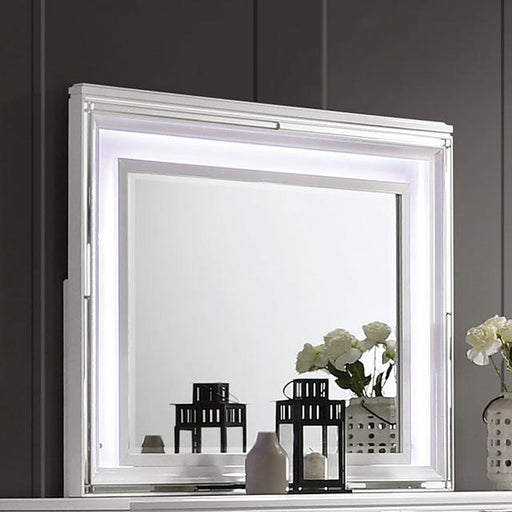 EMMELINE Mirror w/ LED Lights, White - Premium Mirror from FOA East - Just $312! Shop now at Furniture Wholesale Plus  We are the best furniture store in Nashville, Hendersonville, Goodlettsville, Madison, Antioch, Mount Juliet, Lebanon, Gallatin, Springfield, Murfreesboro, Franklin, Brentwood