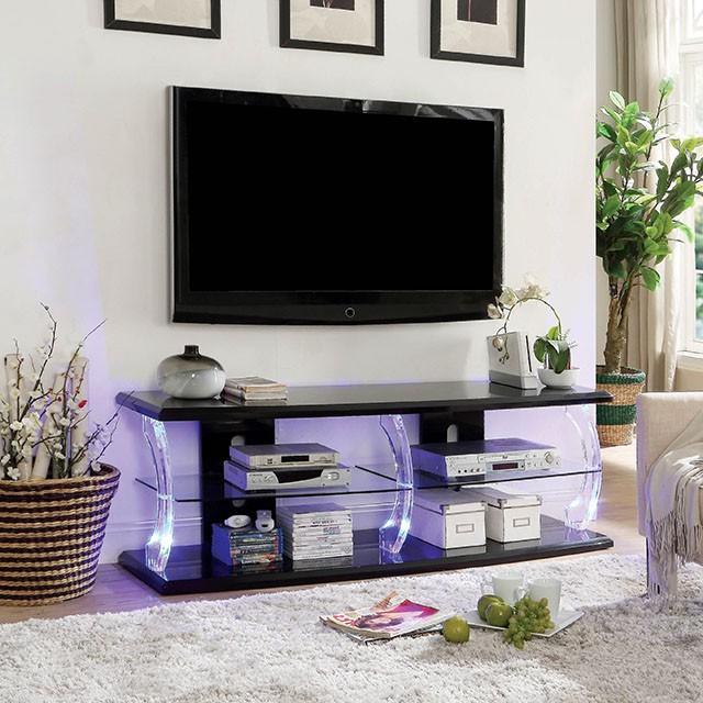 Ernst Black/Clear 60" TV Stand - Premium TV Stand from FOA East - Just $583.05! Shop now at Furniture Wholesale Plus  We are the best furniture store in Nashville, Hendersonville, Goodlettsville, Madison, Antioch, Mount Juliet, Lebanon, Gallatin, Springfield, Murfreesboro, Franklin, Brentwood