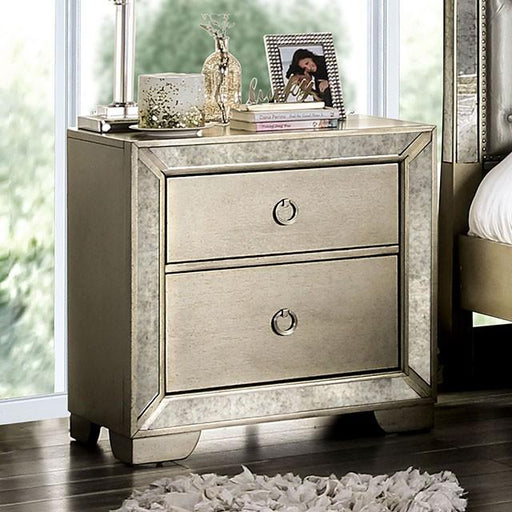 LORAINE Champagne Night Stand - Premium Nightstand from FOA East - Just $370.50! Shop now at Furniture Wholesale Plus  We are the best furniture store in Nashville, Hendersonville, Goodlettsville, Madison, Antioch, Mount Juliet, Lebanon, Gallatin, Springfield, Murfreesboro, Franklin, Brentwood