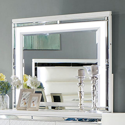 CALANDRIA Mirror w/ LED, White - Premium Mirror from FOA East - Just $276.90! Shop now at Furniture Wholesale Plus  We are the best furniture store in Nashville, Hendersonville, Goodlettsville, Madison, Antioch, Mount Juliet, Lebanon, Gallatin, Springfield, Murfreesboro, Franklin, Brentwood