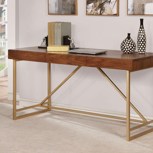 Halstein Light Walnut/Gold Desk - Premium Desk from FOA East - Just $388.05! Shop now at Furniture Wholesale Plus  We are the best furniture store in Nashville, Hendersonville, Goodlettsville, Madison, Antioch, Mount Juliet, Lebanon, Gallatin, Springfield, Murfreesboro, Franklin, Brentwood