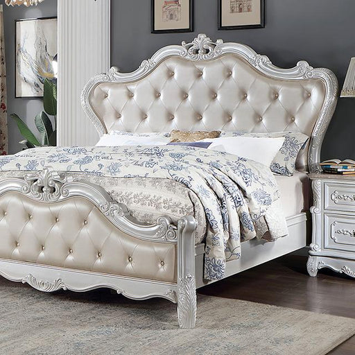 ROSALIND Cal.King Bed, Pearl White - Premium Bed from FOA East - Just $1405.95! Shop now at Furniture Wholesale Plus  We are the best furniture store in Nashville, Hendersonville, Goodlettsville, Madison, Antioch, Mount Juliet, Lebanon, Gallatin, Springfield, Murfreesboro, Franklin, Brentwood