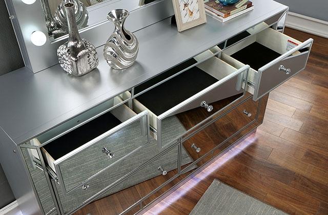 BELLADONNA Dresser w/ LED, Silver - Premium Dresser from FOA East - Just $994.50! Shop now at Furniture Wholesale Plus  We are the best furniture store in Nashville, Hendersonville, Goodlettsville, Madison, Antioch, Mount Juliet, Lebanon, Gallatin, Springfield, Murfreesboro, Franklin, Brentwood