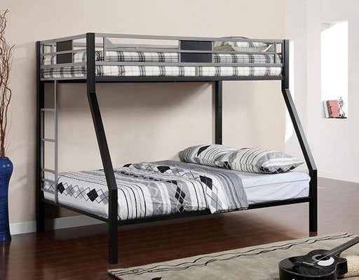 Clifton Silver/Gun Metal Twin/Full Bunk Bed - Premium Bunk Bed from FOA East - Just $491.40! Shop now at Furniture Wholesale Plus  We are the best furniture store in Nashville, Hendersonville, Goodlettsville, Madison, Antioch, Mount Juliet, Lebanon, Gallatin, Springfield, Murfreesboro, Franklin, Brentwood