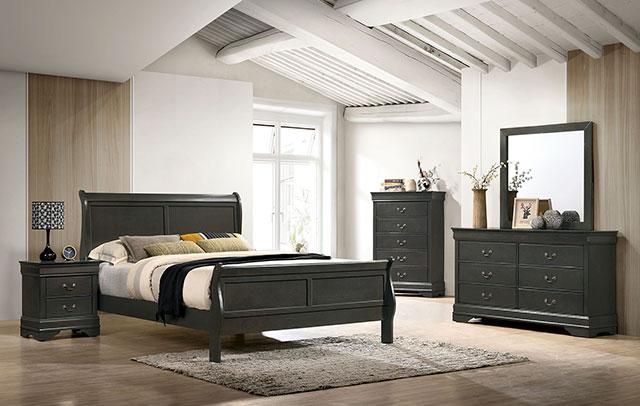 LOUIS PHILIPPE E.King Bed, Gray - Premium Bed from FOA East - Just $442.65! Shop now at Furniture Wholesale Plus  We are the best furniture store in Nashville, Hendersonville, Goodlettsville, Madison, Antioch, Mount Juliet, Lebanon, Gallatin, Springfield, Murfreesboro, Franklin, Brentwood