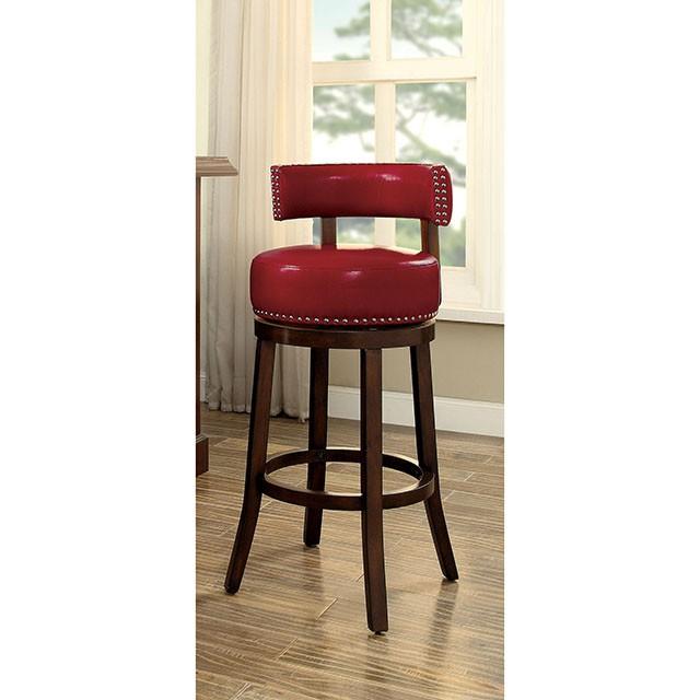 SHIRLEY Dark Oak/Red 29" Bar Stool - Premium Barstool from FOA East - Just $407.55! Shop now at Furniture Wholesale Plus  We are the best furniture store in Nashville, Hendersonville, Goodlettsville, Madison, Antioch, Mount Juliet, Lebanon, Gallatin, Springfield, Murfreesboro, Franklin, Brentwood