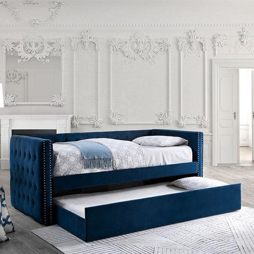 Susanna Navy Daybed w/ Trundle, Navy - Premium Daybed w/ Trundle from FOA East - Just $583.05! Shop now at Furniture Wholesale Plus  We are the best furniture store in Nashville, Hendersonville, Goodlettsville, Madison, Antioch, Mount Juliet, Lebanon, Gallatin, Springfield, Murfreesboro, Franklin, Brentwood