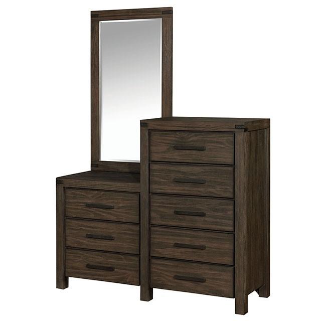 Rexburg Wire-Brushed Rustic Brown 8-Drawer Dresser Mirror - Premium Dresser and Mirror from FOA East - Just $813.15! Shop now at Furniture Wholesale Plus  We are the best furniture store in Nashville, Hendersonville, Goodlettsville, Madison, Antioch, Mount Juliet, Lebanon, Gallatin, Springfield, Murfreesboro, Franklin, Brentwood