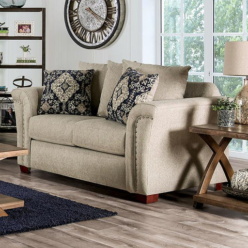 BELSIZE Loveseat, Beige/Navy - Premium Loveseat from FOA East - Just $1521! Shop now at Furniture Wholesale Plus  We are the best furniture store in Nashville, Hendersonville, Goodlettsville, Madison, Antioch, Mount Juliet, Lebanon, Gallatin, Springfield, Murfreesboro, Franklin, Brentwood