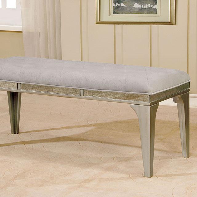 DIOCLES Silver/Light Gray Bench - Premium Bench from FOA East - Just $234! Shop now at Furniture Wholesale Plus  We are the best furniture store in Nashville, Hendersonville, Goodlettsville, Madison, Antioch, Mount Juliet, Lebanon, Gallatin, Springfield, Murfreesboro, Franklin, Brentwood