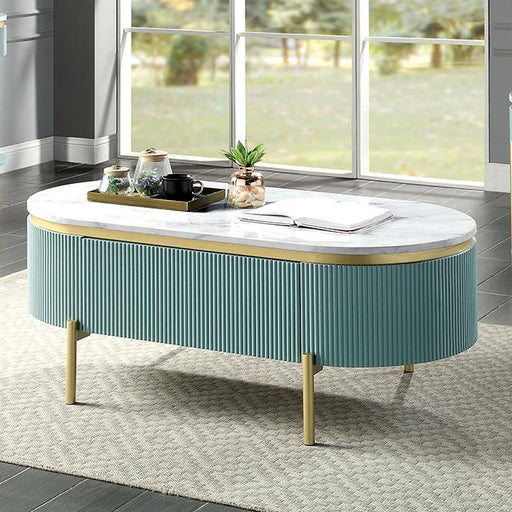 KOBLENZ Coffee Table, Light Teal - Premium Coffee Table from FOA East - Just $485.55! Shop now at Furniture Wholesale Plus  We are the best furniture store in Nashville, Hendersonville, Goodlettsville, Madison, Antioch, Mount Juliet, Lebanon, Gallatin, Springfield, Murfreesboro, Franklin, Brentwood