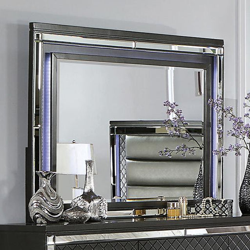 CALANDRIA Mirror w/ LED, Gray - Premium Mirror from FOA East - Just $276.90! Shop now at Furniture Wholesale Plus  We are the best furniture store in Nashville, Hendersonville, Goodlettsville, Madison, Antioch, Mount Juliet, Lebanon, Gallatin, Springfield, Murfreesboro, Franklin, Brentwood