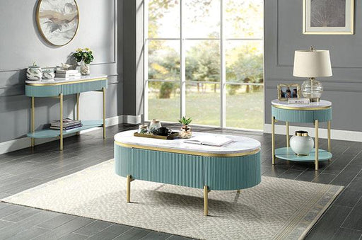 KOBLENZ Coffee Table, Light Teal - Premium Coffee Table from FOA East - Just $485.55! Shop now at Furniture Wholesale Plus  We are the best furniture store in Nashville, Hendersonville, Goodlettsville, Madison, Antioch, Mount Juliet, Lebanon, Gallatin, Springfield, Murfreesboro, Franklin, Brentwood