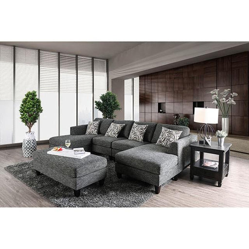 Lowry Gray Sectional w/ Ottoman - Premium Sectional from FOA East - Just $2221.05! Shop now at Furniture Wholesale Plus  We are the best furniture store in Nashville, Hendersonville, Goodlettsville, Madison, Antioch, Mount Juliet, Lebanon, Gallatin, Springfield, Murfreesboro, Franklin, Brentwood