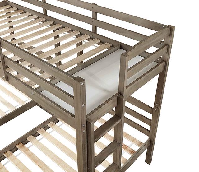 HORTENSE Triple Twin Bunk Bed, W. Gray - Premium Bunk Bed from FOA East - Just $875.55! Shop now at Furniture Wholesale Plus  We are the best furniture store in Nashville, Hendersonville, Goodlettsville, Madison, Antioch, Mount Juliet, Lebanon, Gallatin, Springfield, Murfreesboro, Franklin, Brentwood